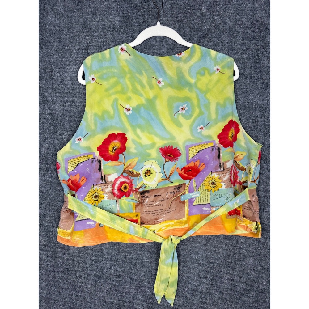 Michael Mims Kathy Cole Womens Silk Floral Print Vest 1X Artsy Vintage Cottage - Picture 4 of 12